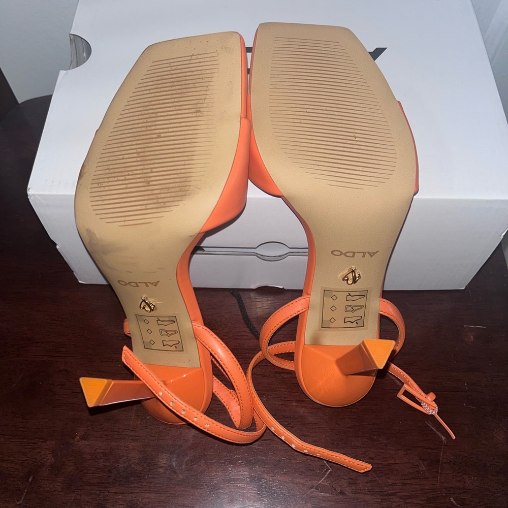 Aldo Vibrant Orange Strappy Heels - Picture 4 of 4